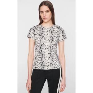 Pam & Gela Black Off White Snakeskin Classic Short Sleeve Tee Shirt Size S Small
